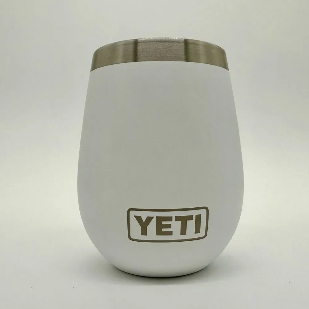 YETI Rambler 10 oz Wine Tumbler White - No Lid -w/Sweatpants Media Logo on Front